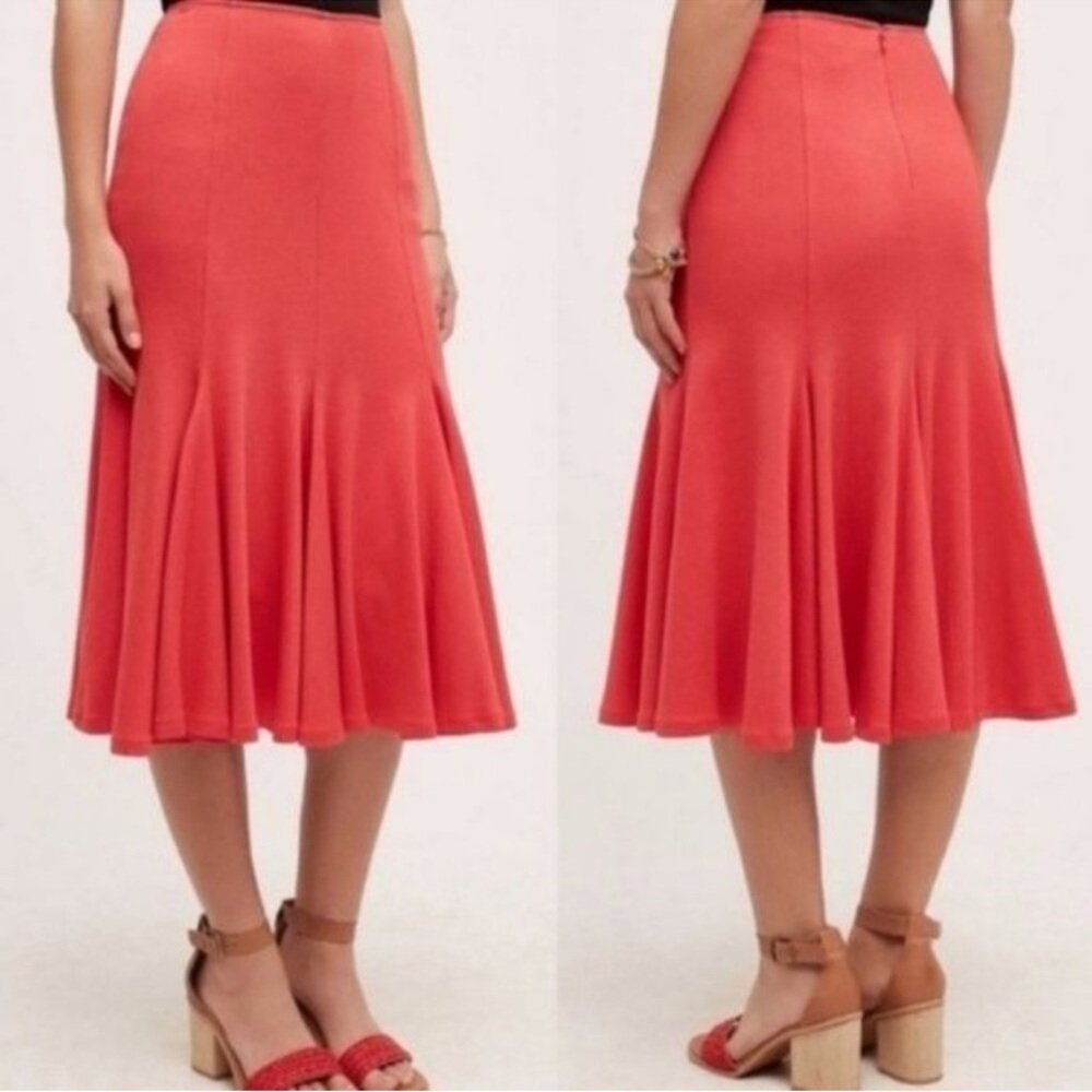 HD in Paris Anthropologie / red Trumpet Knit Midi Skirt Size 6